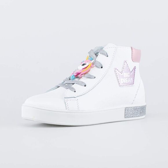 Kotofey girls high top white leather unicorn orthopedic sneakers NEW sz 26/9.5US